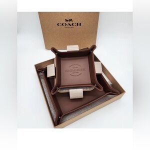 Coach Boxed Leather Valet Tray Set 2 NWT